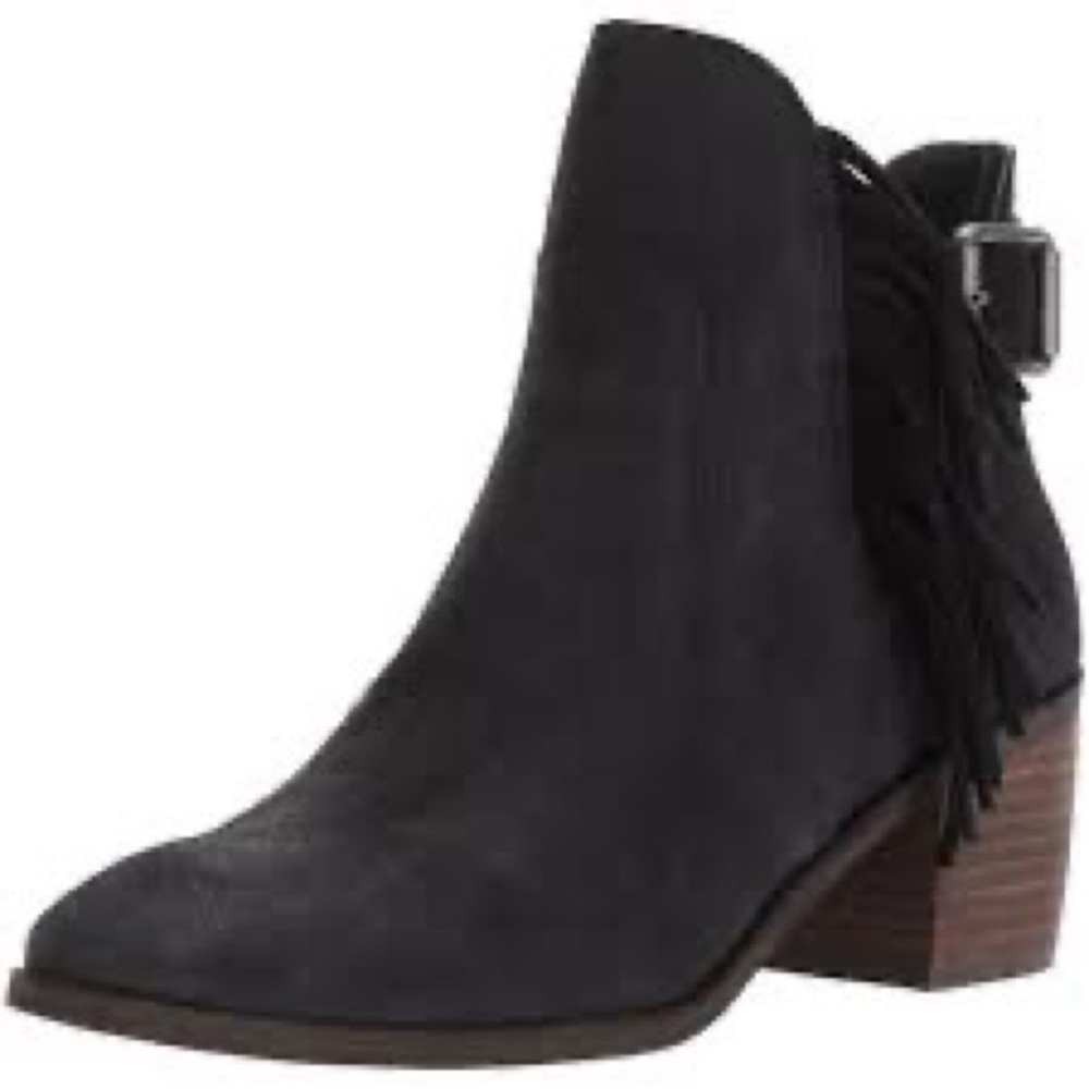 Lucky Brand Makenna Black Leather Fringe Boots size 8